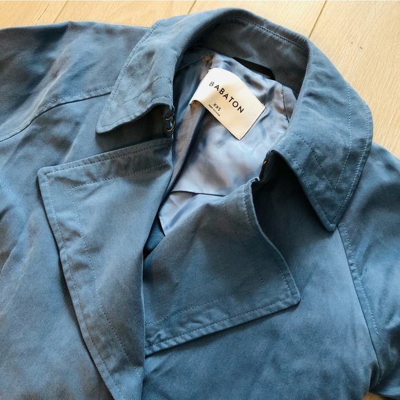 Aritzia Babaton Lawson Open Front Trench Coat in Smoky Blue - Picture 6 of 12